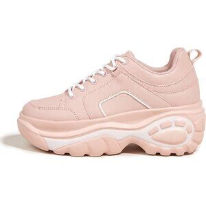 Women Pink Platform Fuchsia Hologram Casual Lace-Up Sneakers